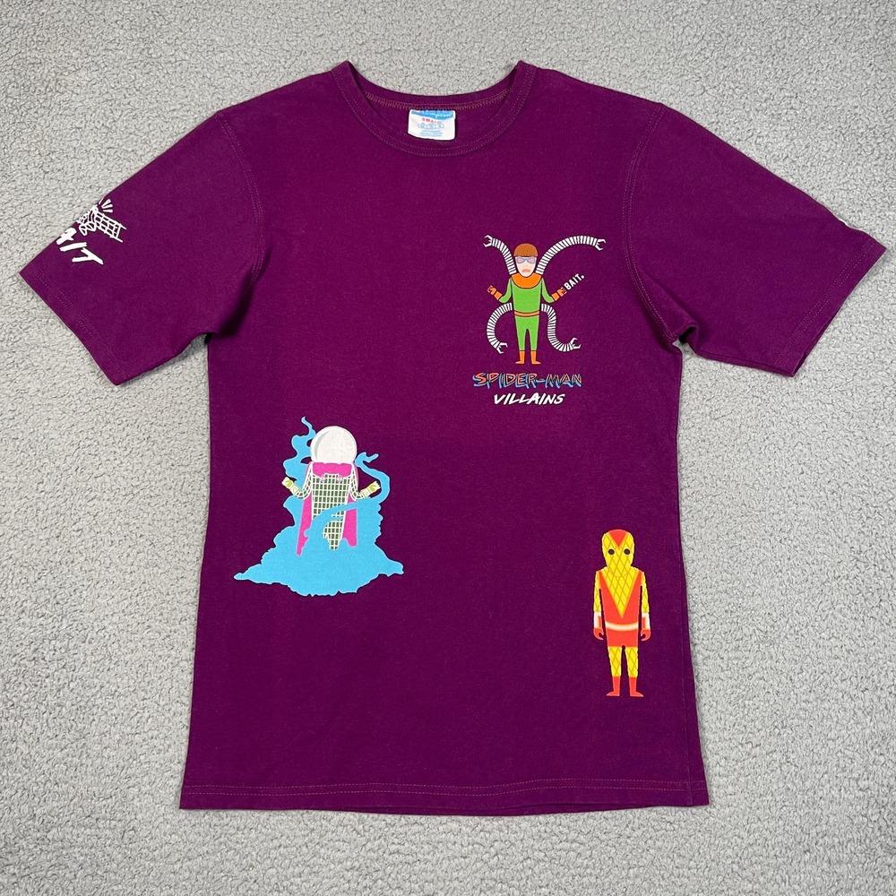 Bait x Marvel Villains T Shirt Mens S Purple Anime Cartoon Screenprint Backhit